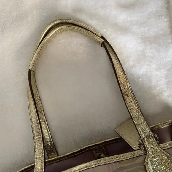 Coach Poppy Tartan Kiss lock shoulder bag Lavendar, Gold, Cream Triple Entry - Picture 6 of 8